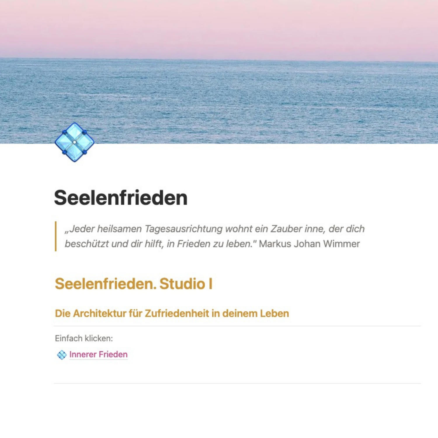 Seelenfrieden. Studio I